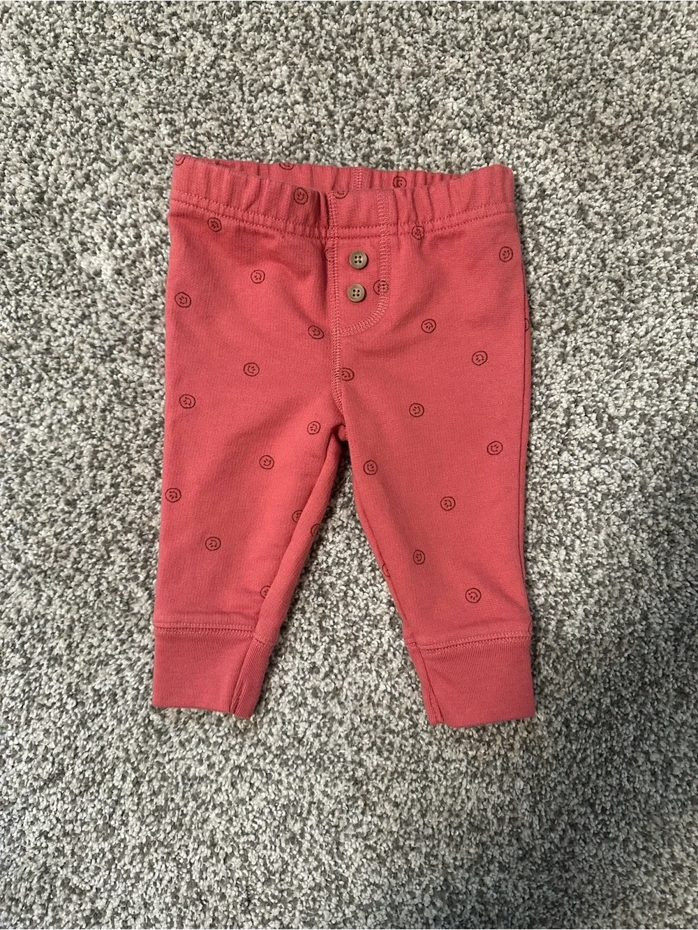 Carter’s Baby 3-6M Coral Pink Smiley Face Print Pants NWOT
